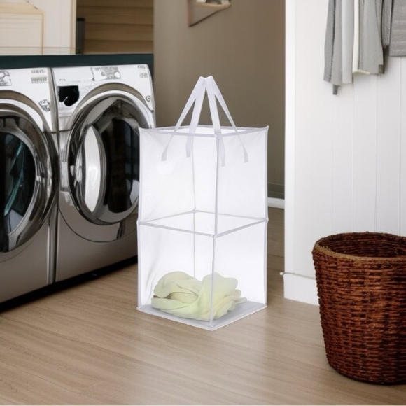 Laundry Hamper Collapsible Mesh Laundry Hamper Polyester Foldable Laundry Bag - Picture 1 of 10